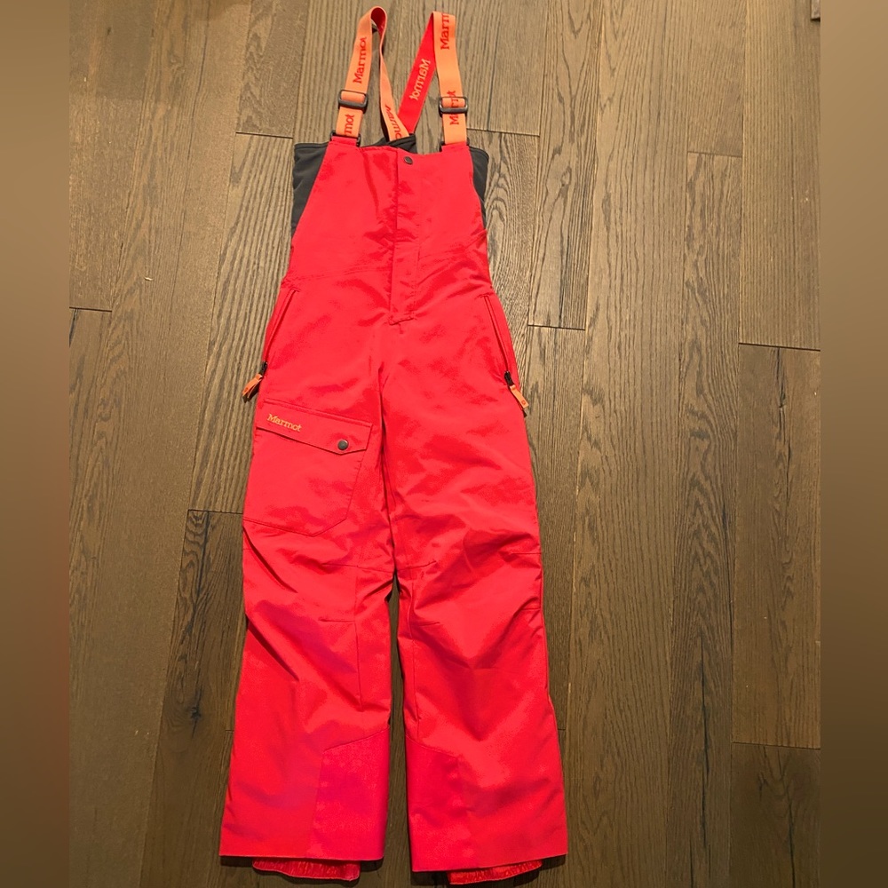 Lightly used Marmot Kids Ski Bib in Pink